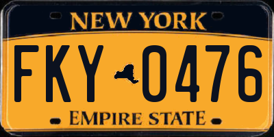 NY license plate FKY0476