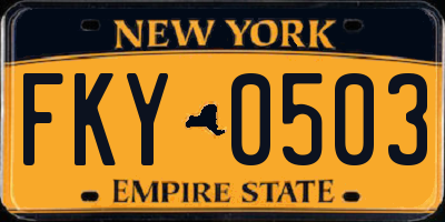 NY license plate FKY0503