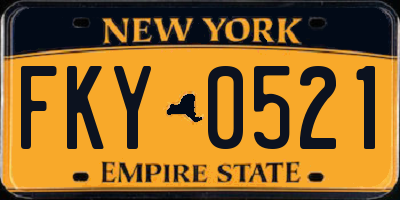 NY license plate FKY0521