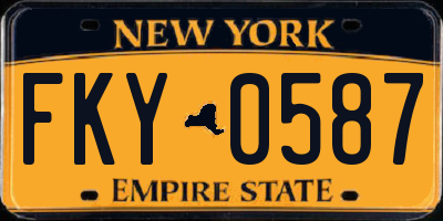 NY license plate FKY0587