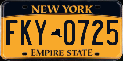 NY license plate FKY0725