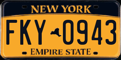 NY license plate FKY0943