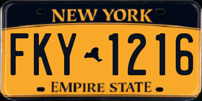 NY license plate FKY1216
