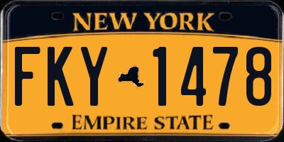 NY license plate FKY1478