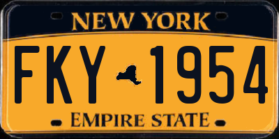 NY license plate FKY1954