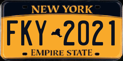 NY license plate FKY2021