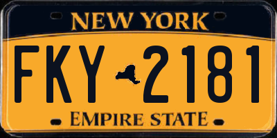 NY license plate FKY2181