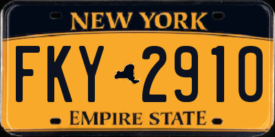 NY license plate FKY2910