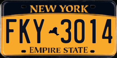 NY license plate FKY3014