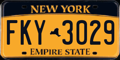 NY license plate FKY3029