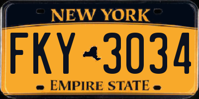 NY license plate FKY3034