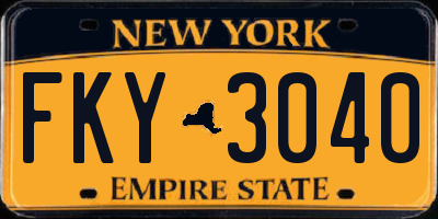NY license plate FKY3040