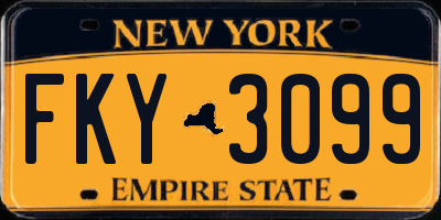 NY license plate FKY3099