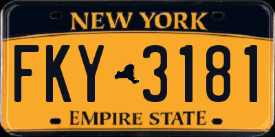 NY license plate FKY3181