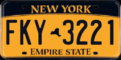 NY license plate FKY3221