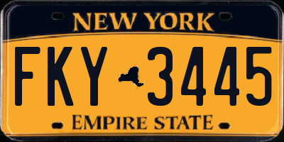 NY license plate FKY3445