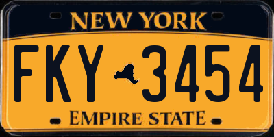 NY license plate FKY3454