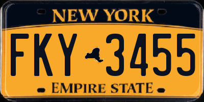 NY license plate FKY3455