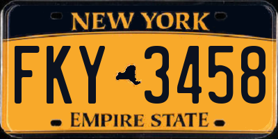 NY license plate FKY3458