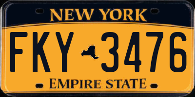NY license plate FKY3476