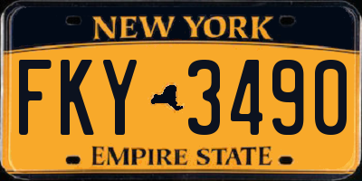 NY license plate FKY3490