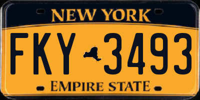 NY license plate FKY3493
