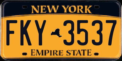 NY license plate FKY3537