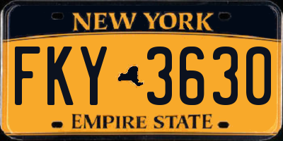 NY license plate FKY3630