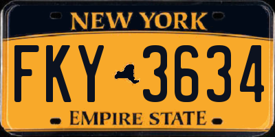 NY license plate FKY3634