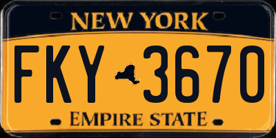 NY license plate FKY3670