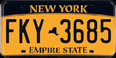 NY license plate FKY3685