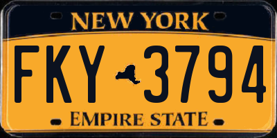 NY license plate FKY3794