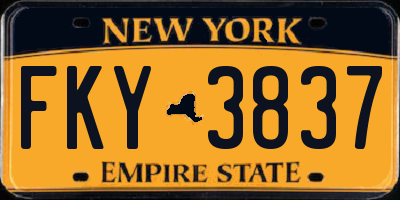 NY license plate FKY3837