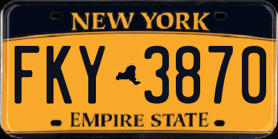 NY license plate FKY3870