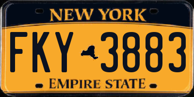 NY license plate FKY3883