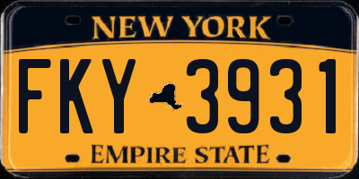 NY license plate FKY3931