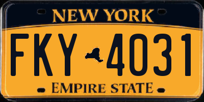 NY license plate FKY4031
