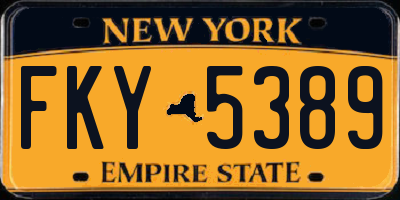 NY license plate FKY5389