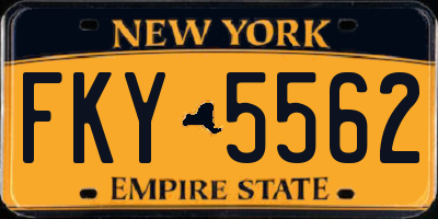 NY license plate FKY5562