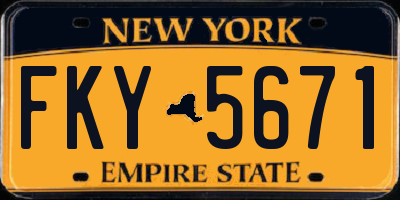 NY license plate FKY5671