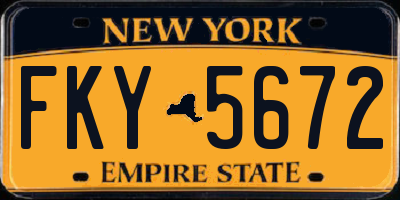 NY license plate FKY5672