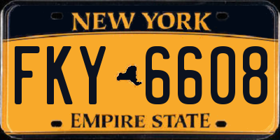 NY license plate FKY6608