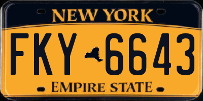 NY license plate FKY6643