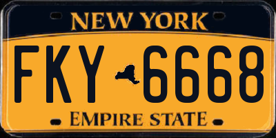NY license plate FKY6668