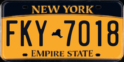 NY license plate FKY7018