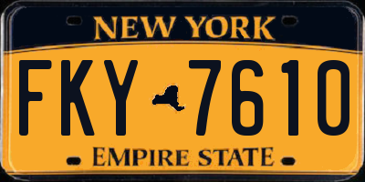 NY license plate FKY7610
