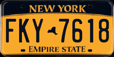 NY license plate FKY7618