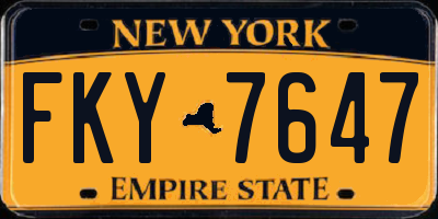 NY license plate FKY7647