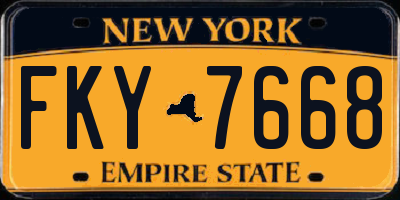 NY license plate FKY7668