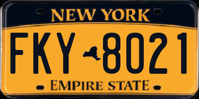 NY license plate FKY8021